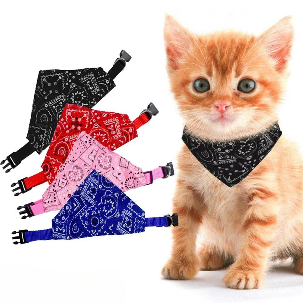 Pet Triangle Scarf Cat Dog Saliva Towel Printed Pets Dog Collar Adjustable Strap Kitten Puppy Saliva Neckerchief Pet Supplies