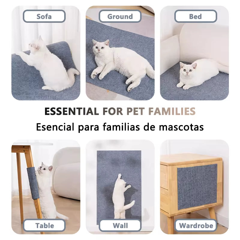 Cat Scraper Multifunctional Cat Supplies Self-Adhesive Claw Sharpener Trimmable Scratching Post Cat Tree Tower Toy Accessories
