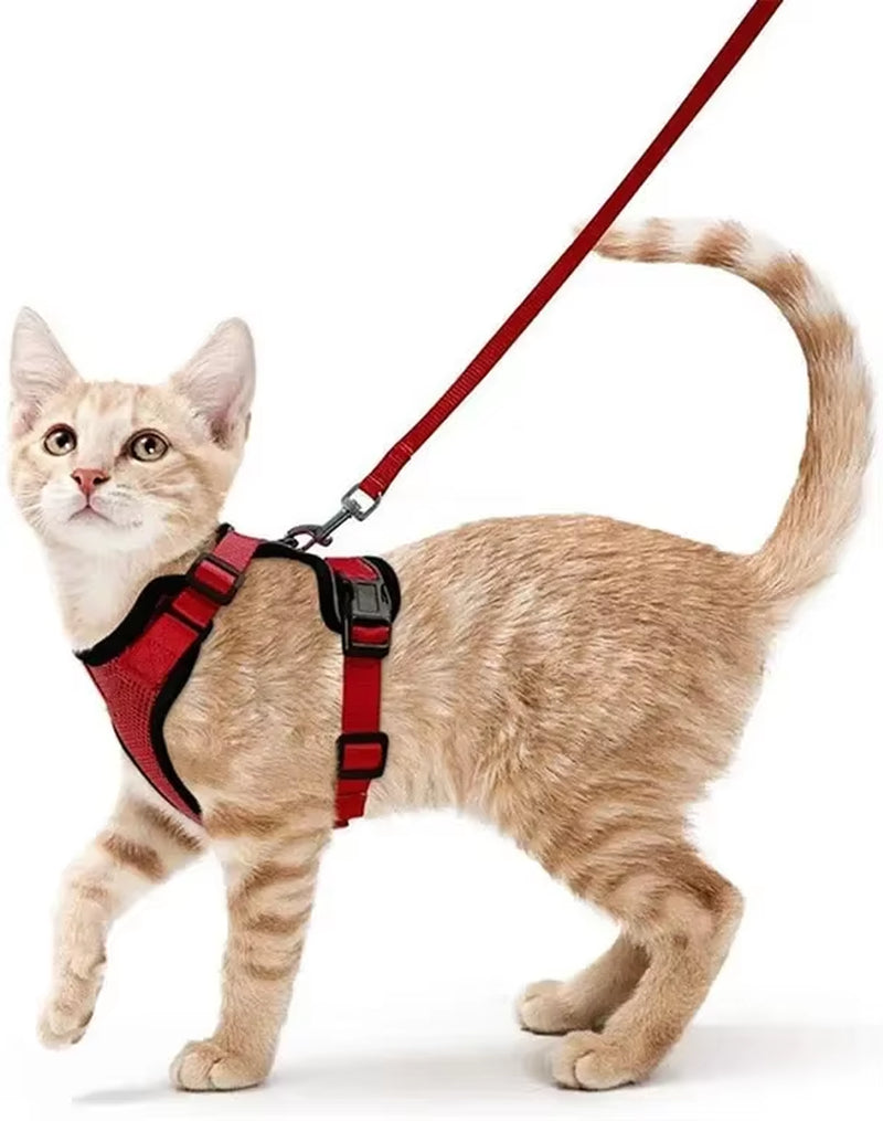 Cat Harness and Leash for Walking,Escape Proof Soft Adjustable Vest Harnesses for Cat,Breathable Reflective Strips Jacket