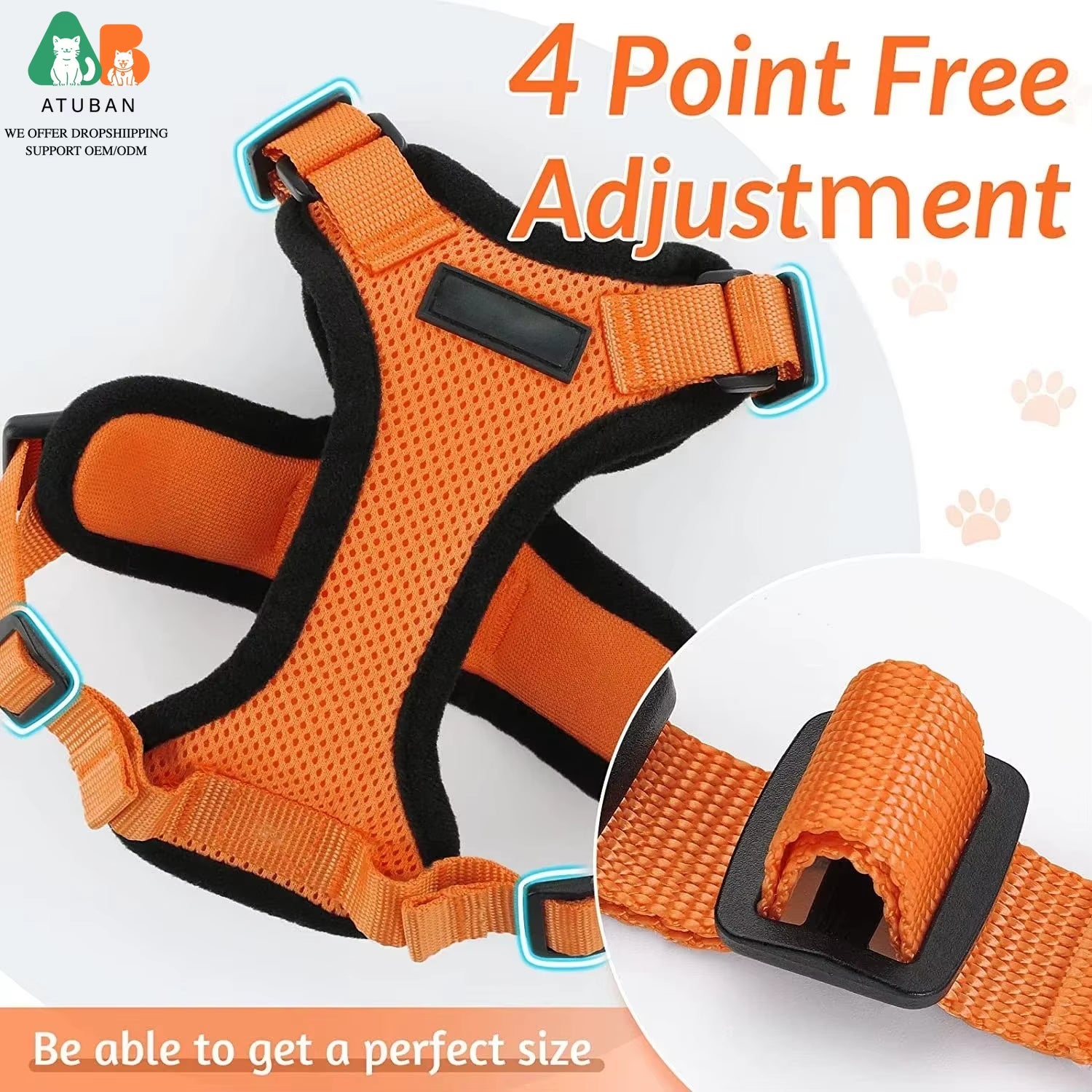 Cat Harness and Leash for Walking,Escape Proof Soft Adjustable Vest Harnesses for Cat,Breathable Reflective Strips Jacket