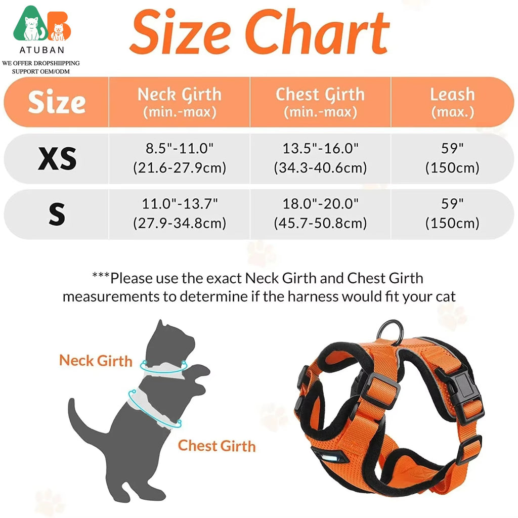 Cat Harness and Leash for Walking,Escape Proof Soft Adjustable Vest Harnesses for Cat,Breathable Reflective Strips Jacket