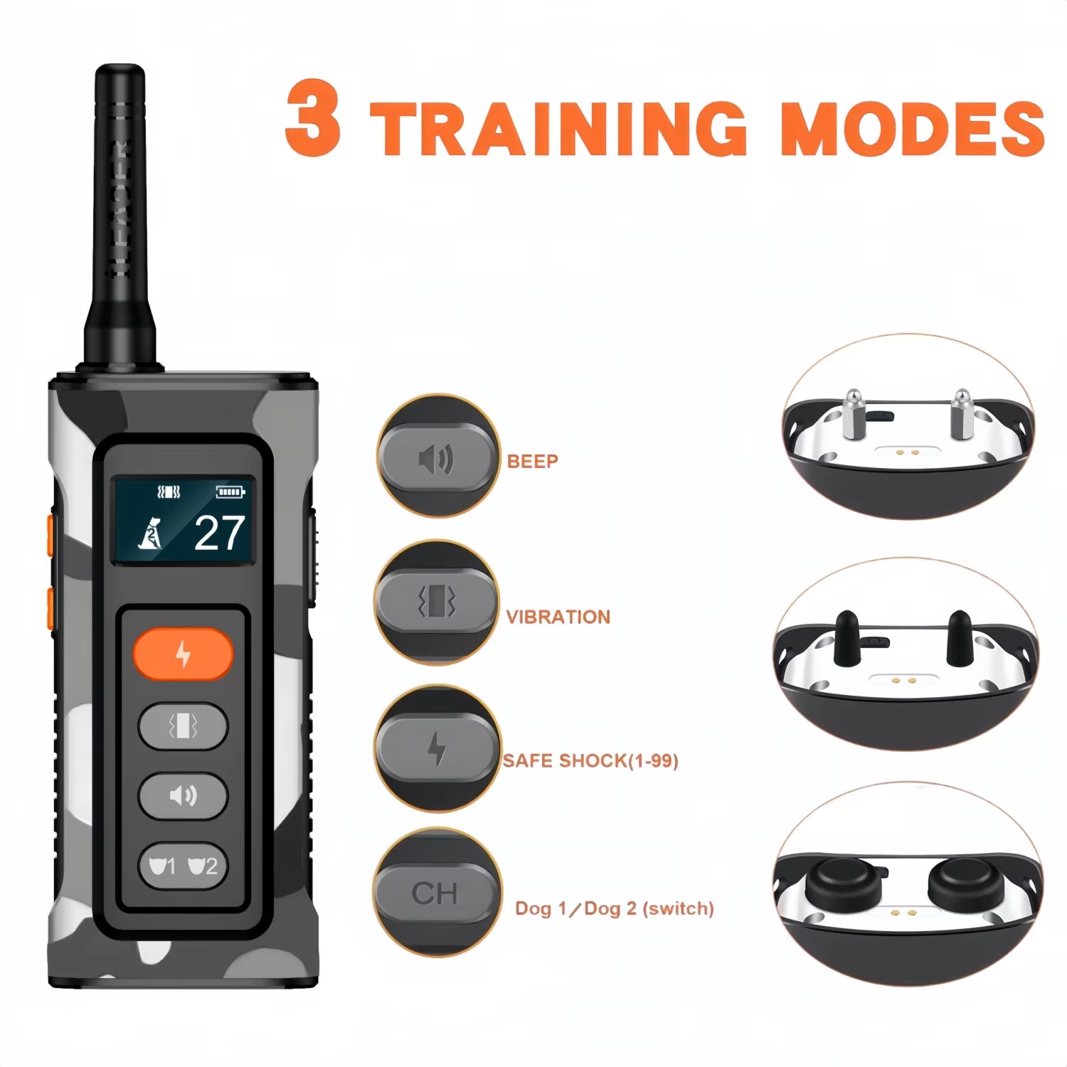Remote Control Waterproof Pet Behaviorfor 8-150Lbs Puppy with Shock Vibration 3300Ft Electric Dog Training Collar for All Dogs